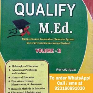 Qualify M.Ed Voulme II by Pervez Iqbal Majeed Publications Free Home Delivery All Pakistan